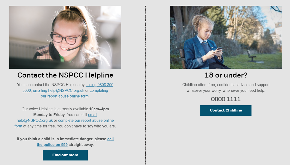 NSPCC Helpline Numbers